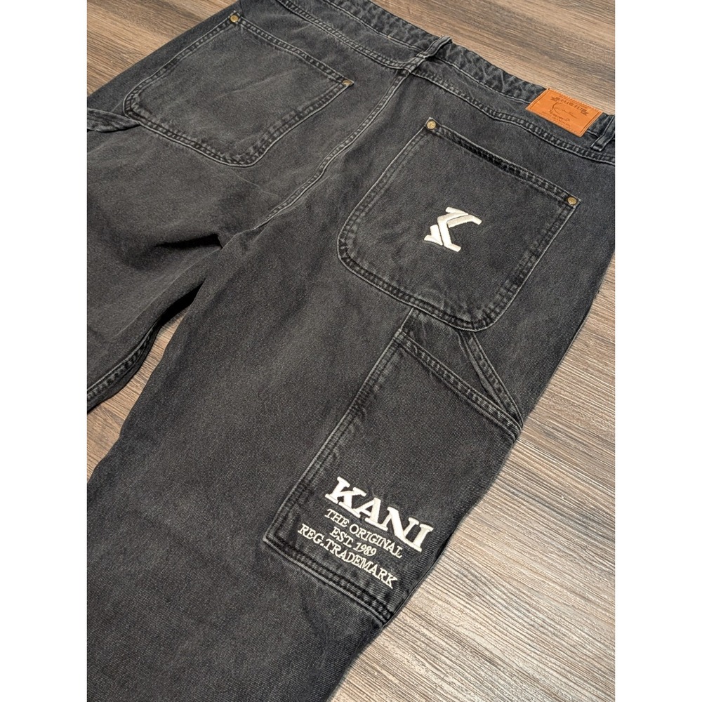 VTG Karl Kani Baggy Carpenter Barrel Jeans Mens 38 Faded Black HipHop Streetwear